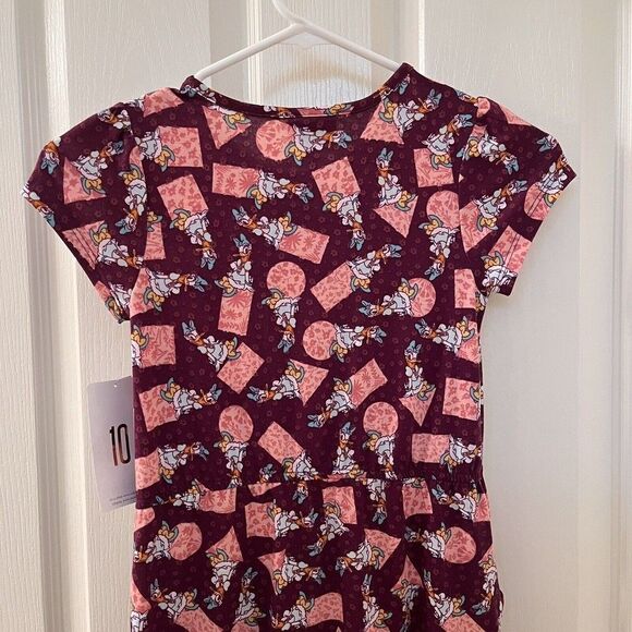 Lularoe Disney Daisy Duck Mae Dress Geometric Floral Girls Size 10 NWT - Picture 10 of 12